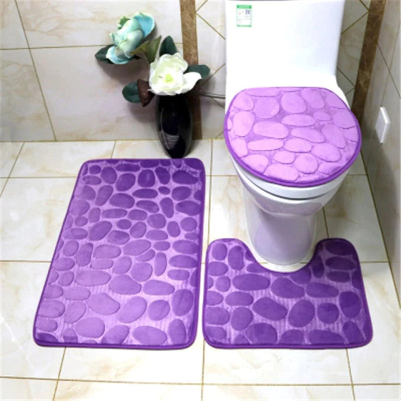 Kit 3 Tapetes para Banheiro Absorvente Kit 3 Tapetes para Banheiro Absorvente Importe Go Roxo 