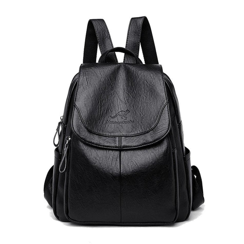 Mochila de Couro Legítimo Feminina - Jasmim P3-P7 Mochila Jasmim Importe Go Preto 